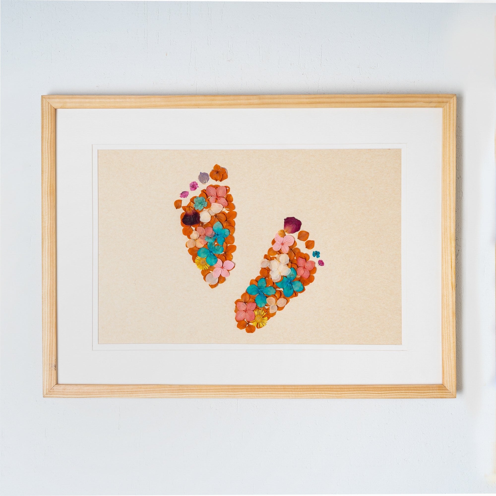 Baby Footprint Pressed Flower Frame – Personalised Botanical Keepsake for Newborns