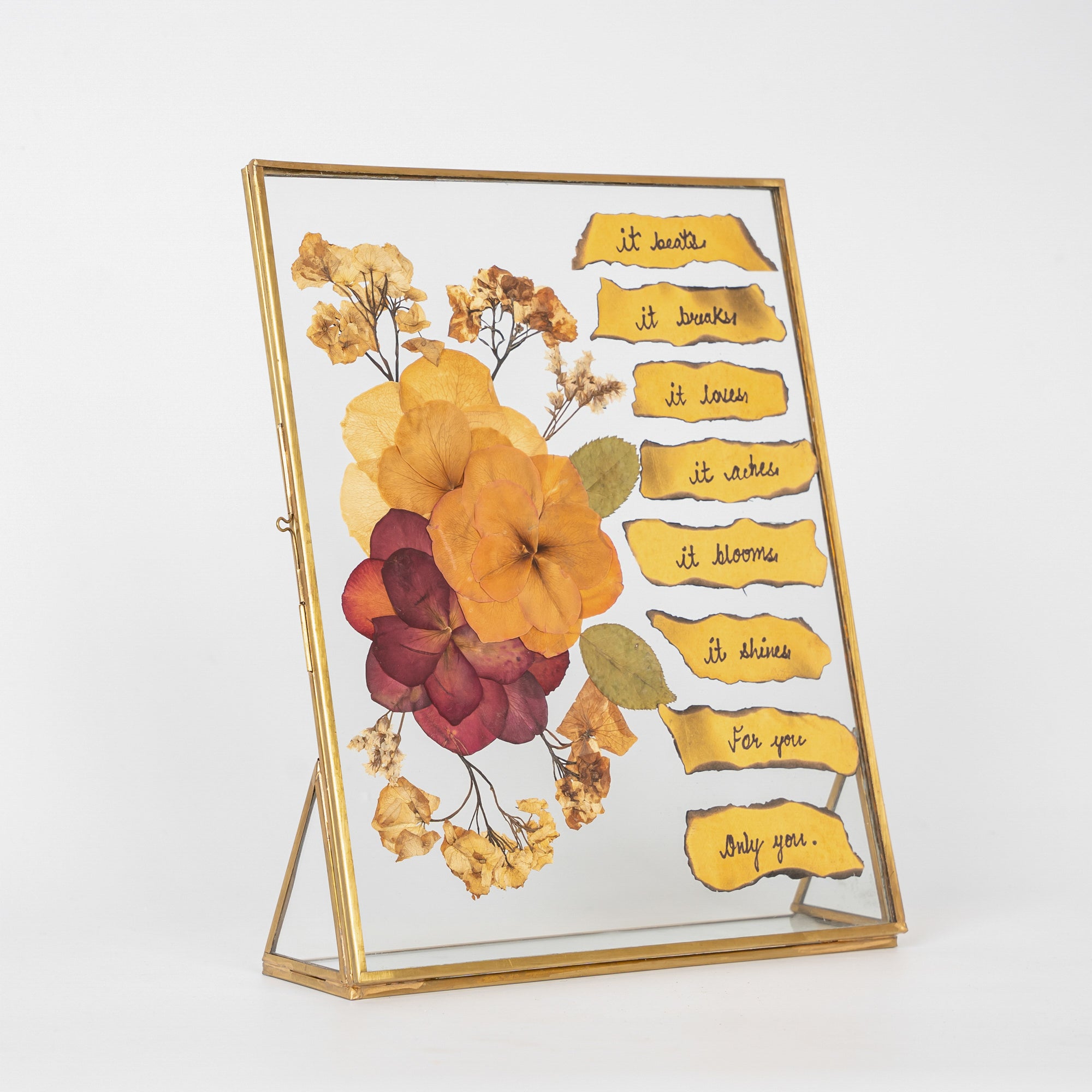 Unique Couple Gift Pressed Flower Frame – With Custom note for Valentine’s & Anniversaries