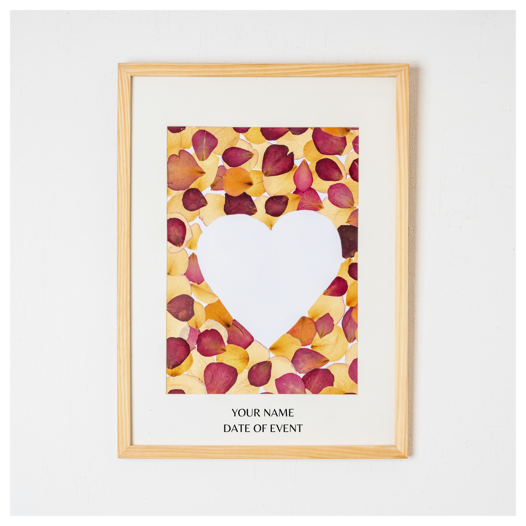 Heart-Shaped Rose Petal Pressed Flower Frame – Handmade Botanical Gift for Valentine’s & Anniversaries