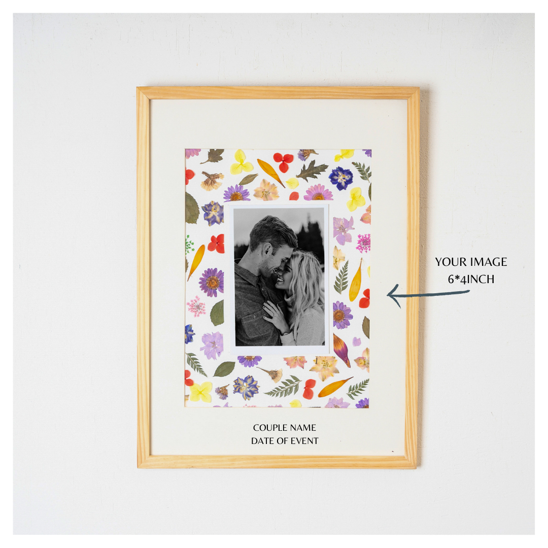 Couple Pressed Floral Photo Frame – Handmade Botanical Keepsake for Weddings