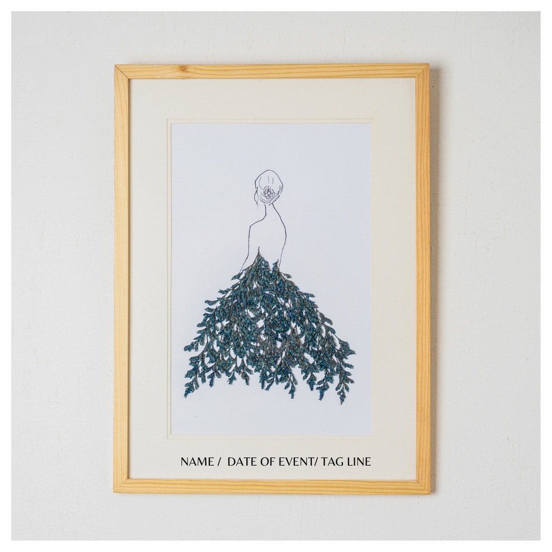 Girl in Dried Flower Pressed Art Frame – Unique Botanical Wall Décor