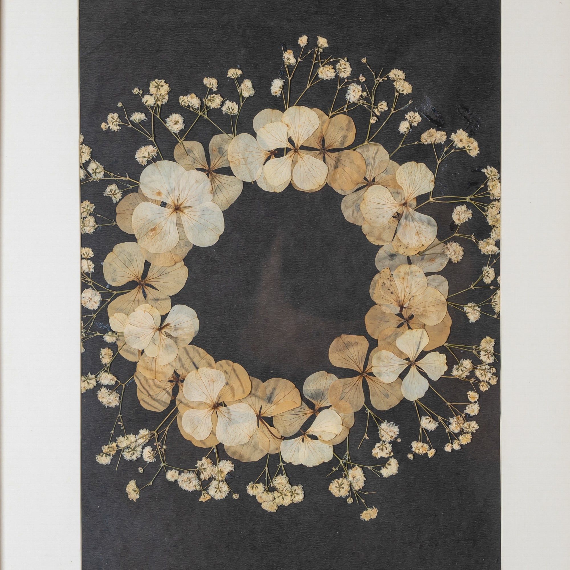 Dried Hydrangea Pressed Flower Wall Art – Botanical Frame for Weddings & Home Styling