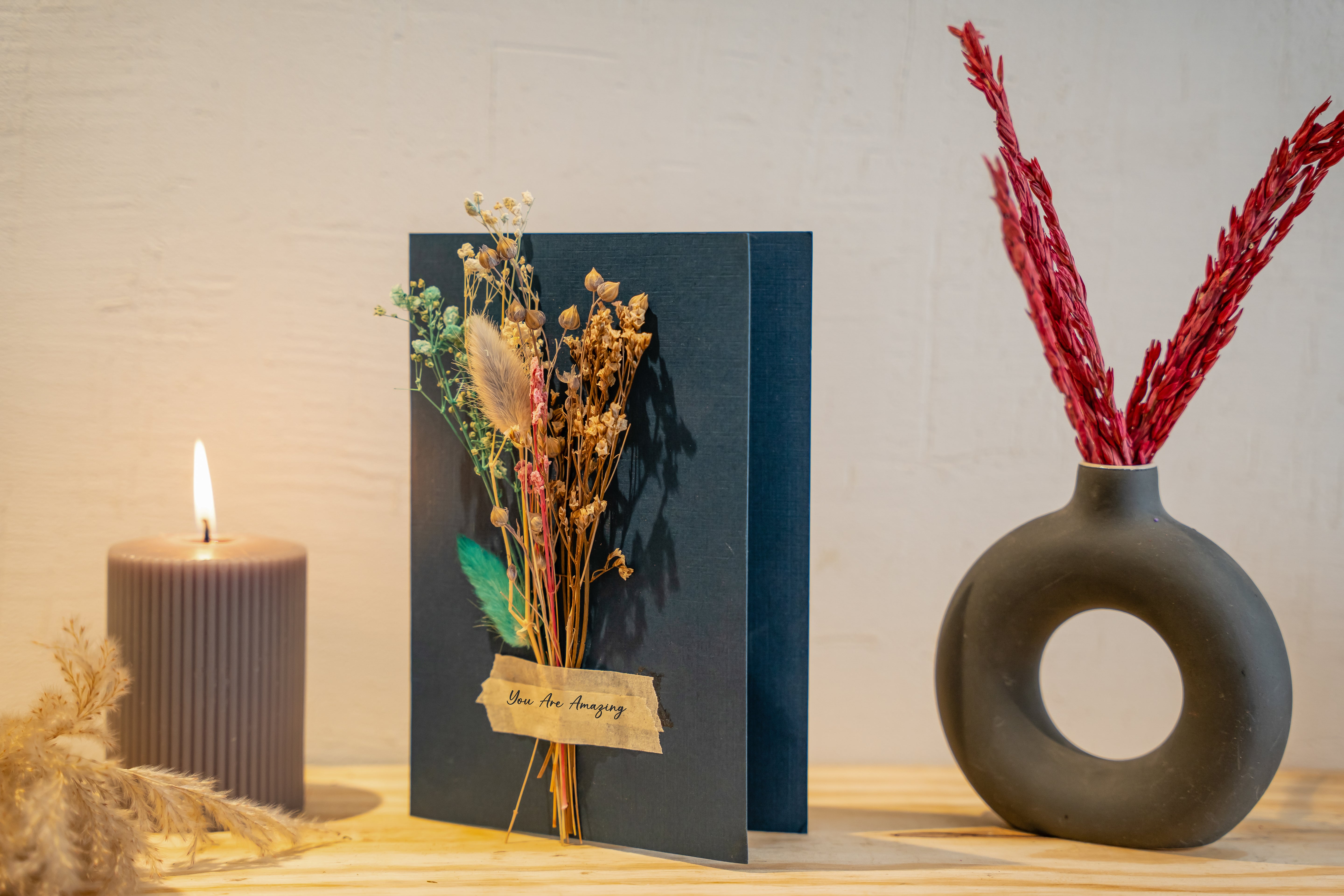 Handmade Pressed Floral Greeting Card – Botanical Thank You Card for Special Occasions