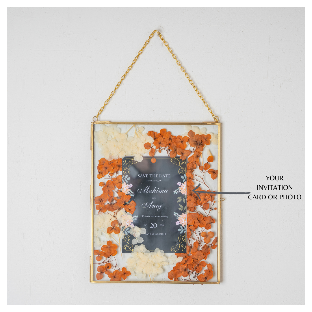Wedding Invitation Pressed Flower Frame – Handmade Floral Keepsake Hanging Décor