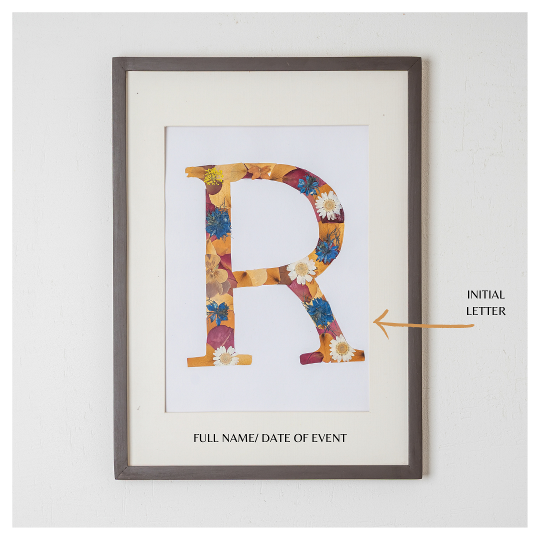 Couple Initials Pressed Flower Frame – Custom Wedding Keepsake for Bride & Groom