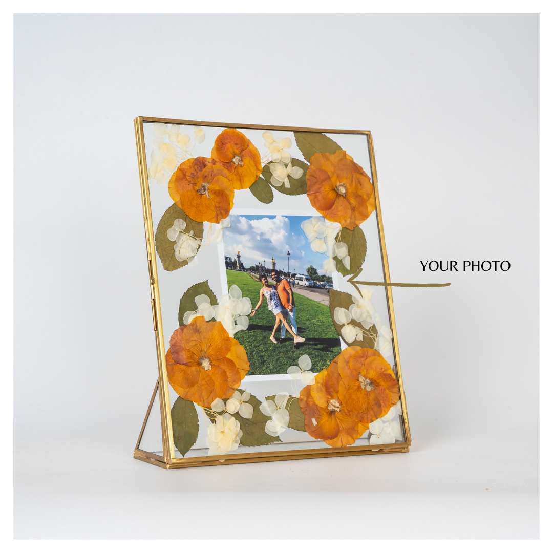 Vintage Brass Pressed Floral Photo Frame with Stand – Gift for Birthday, Anniversary & Valentine’s