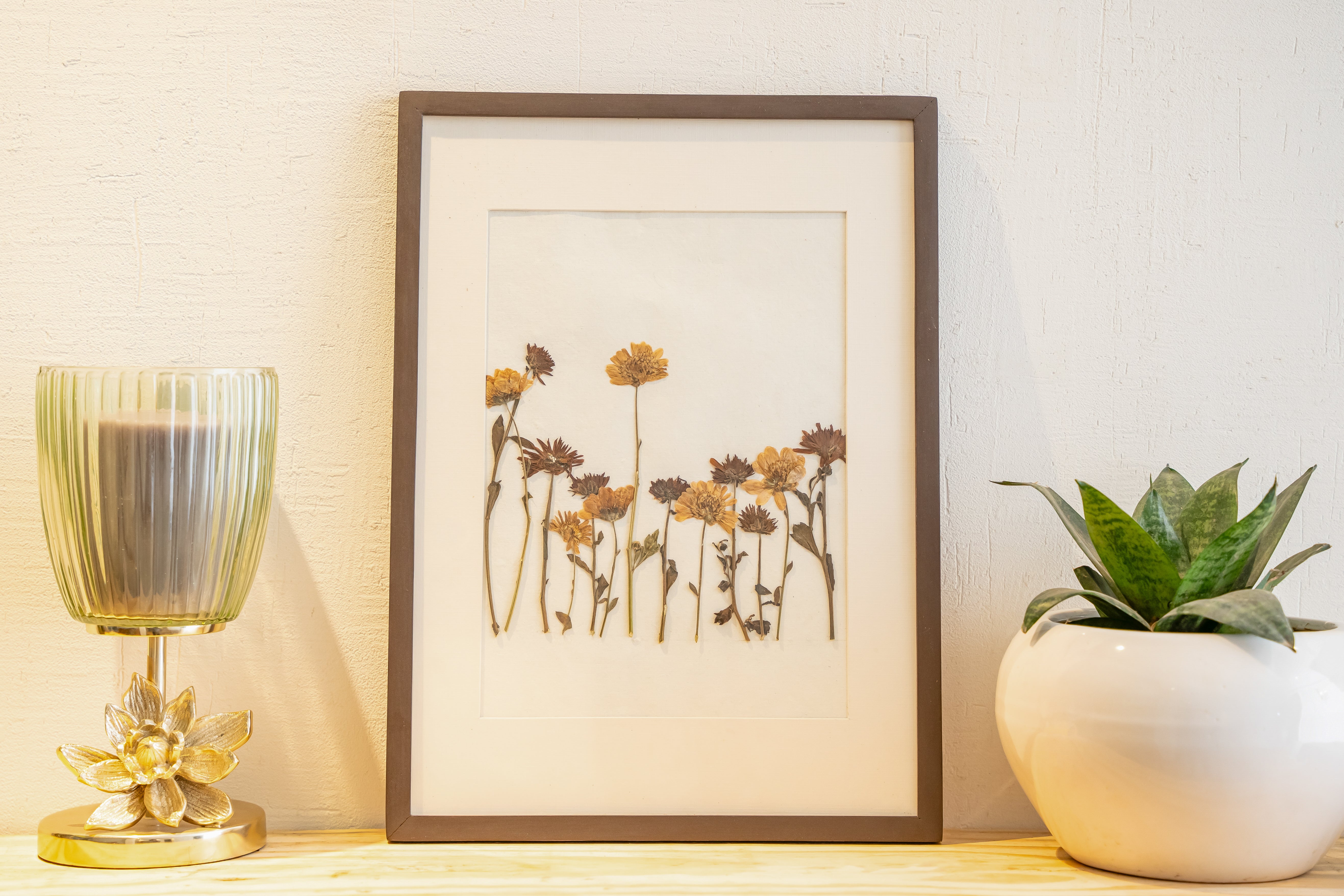 Daisy Pressed Flower Wall Art – Handmade Botanical Décor for Living Room & Gifting