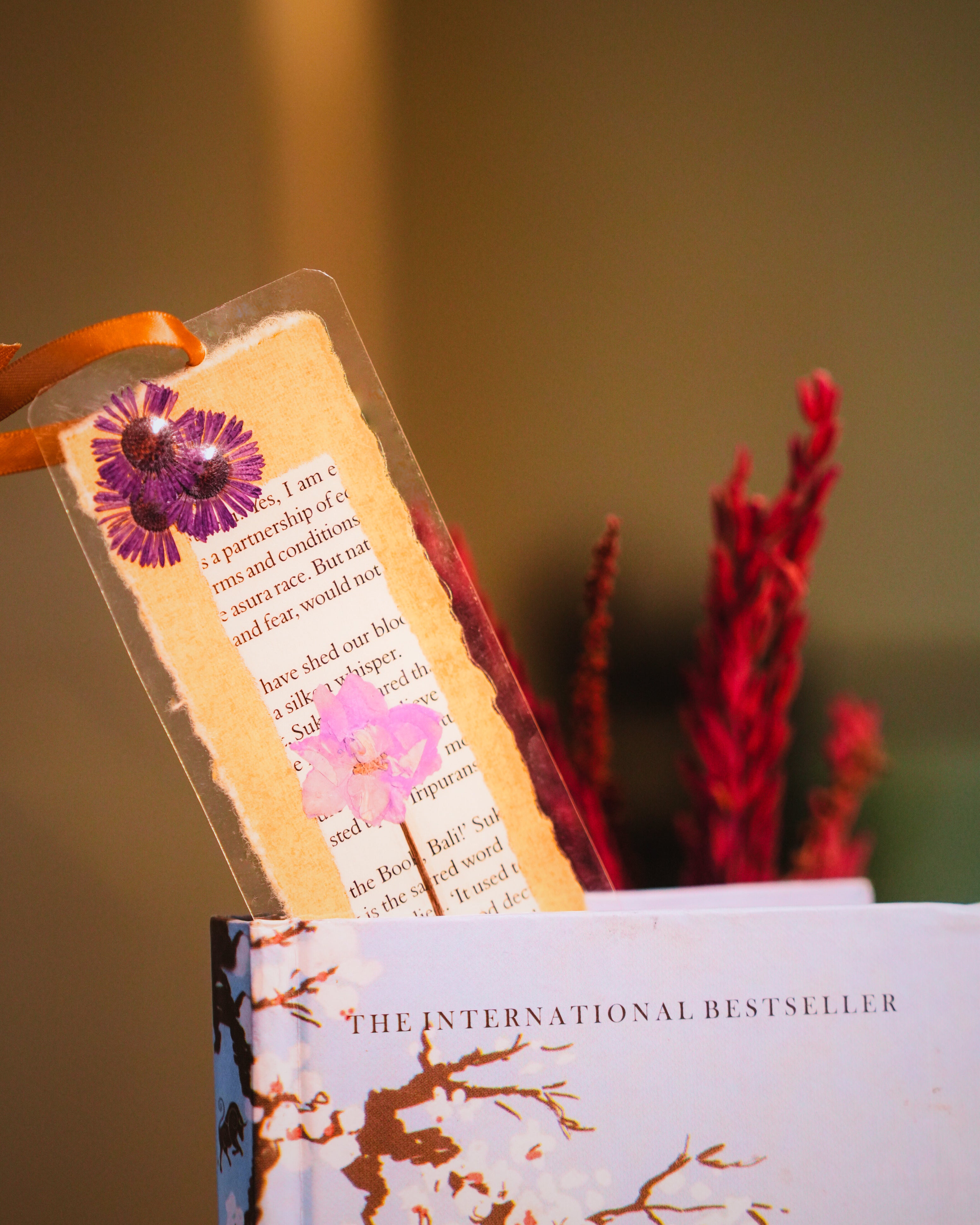 Purple Aster Bookmark – Handmade Pressed Flower Bookmark