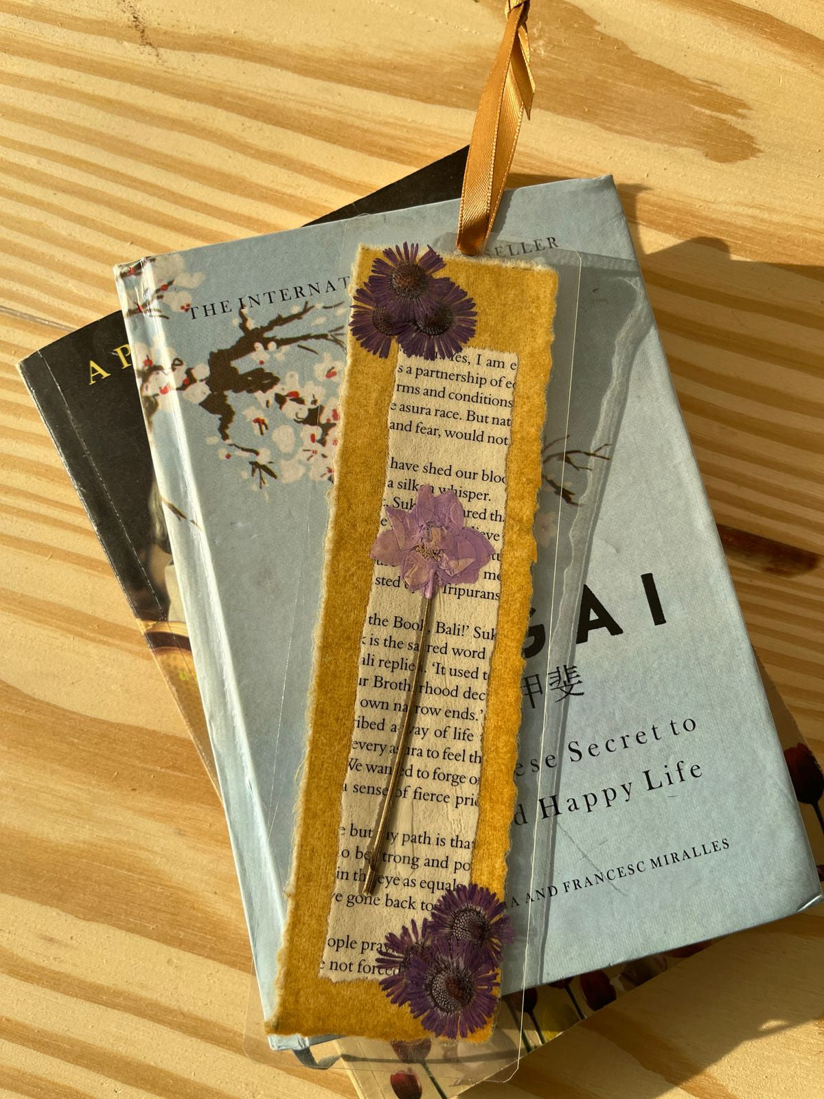 Purple Aster Bookmark – Handmade Pressed Flower Bookmark