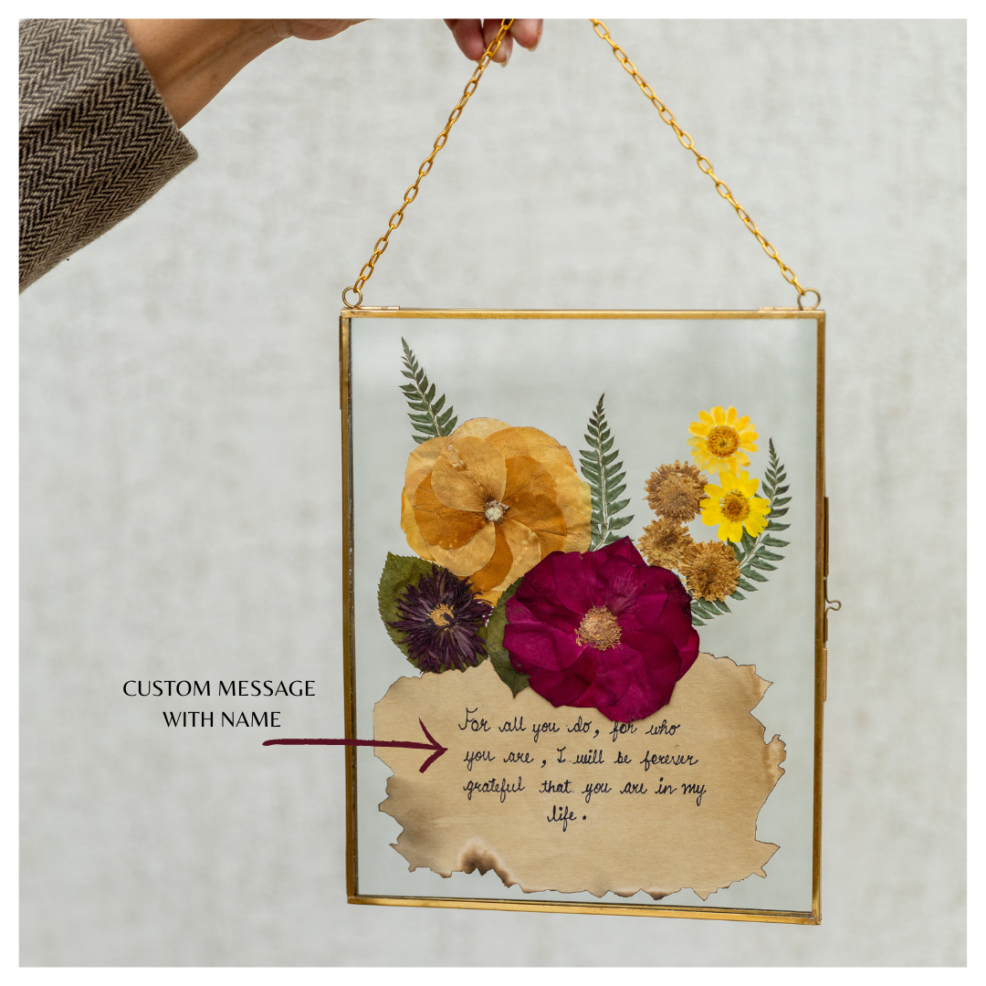 Custom Note Pressed Flower Frame – Personalised Hanging Botanical Art