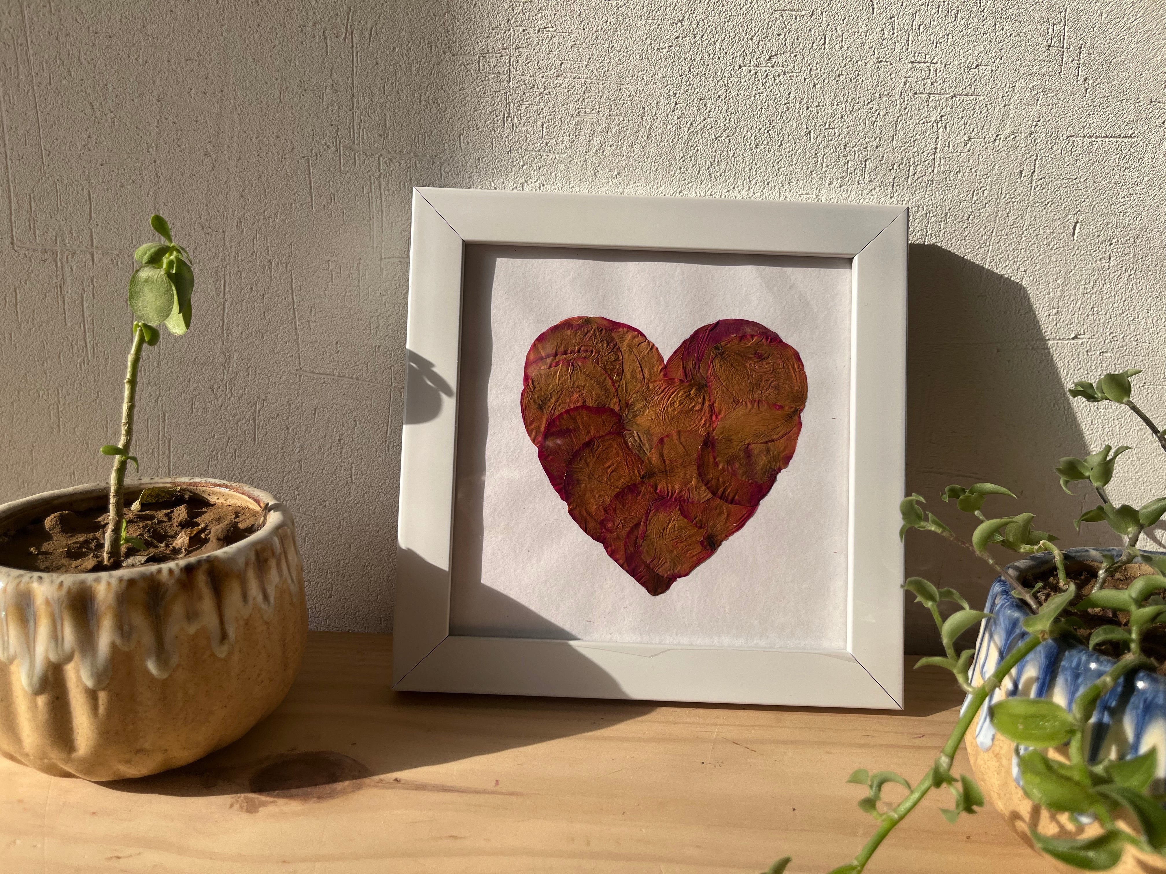 Heart-Shaped Rose Petal Pressed Flower Frame – Keepsake Gift for Valentine’s, Weddings & Mother’s Day