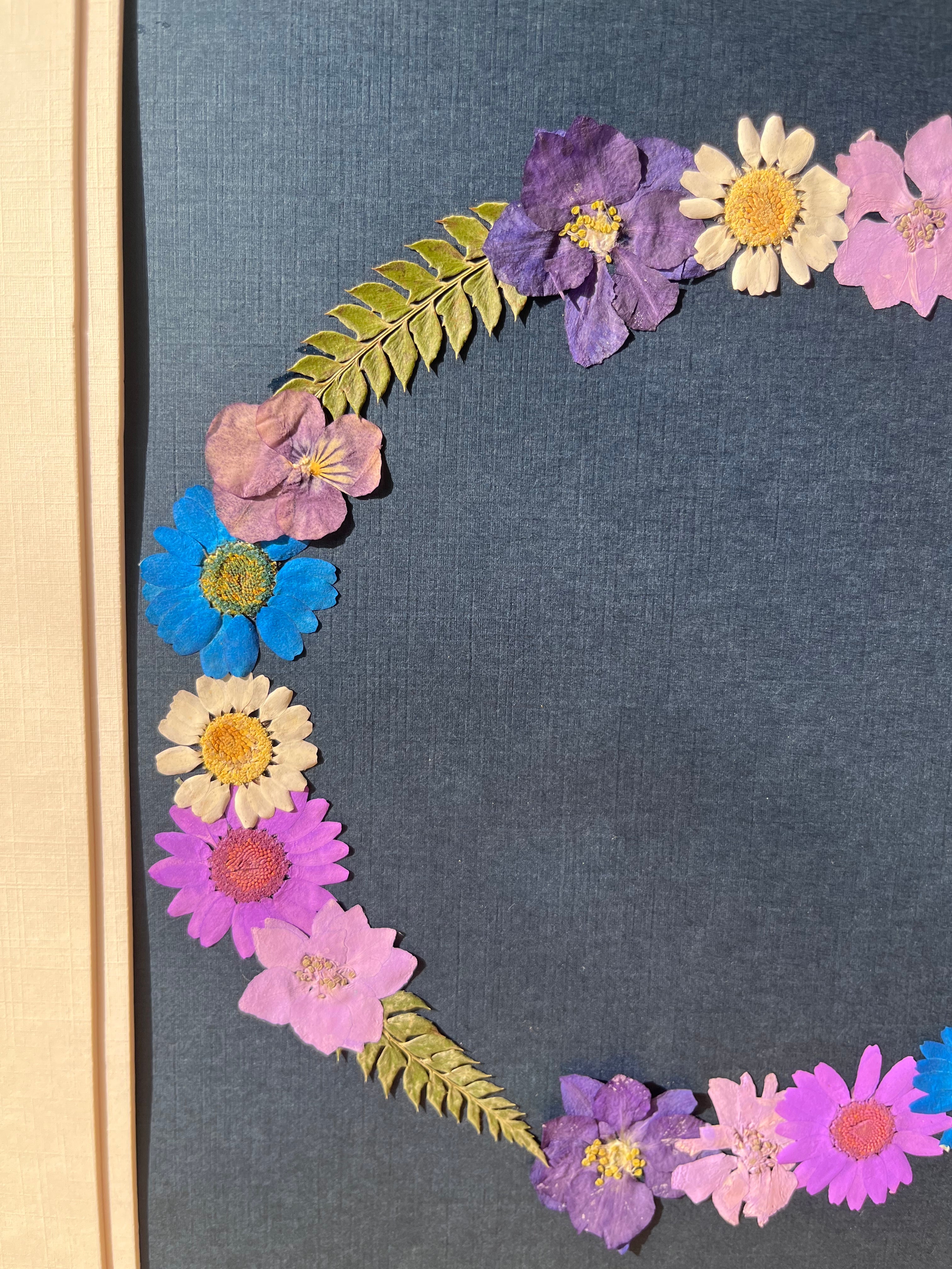 Circle Pressed Flower Frame – Handmade Botanical Wall Décor Gift