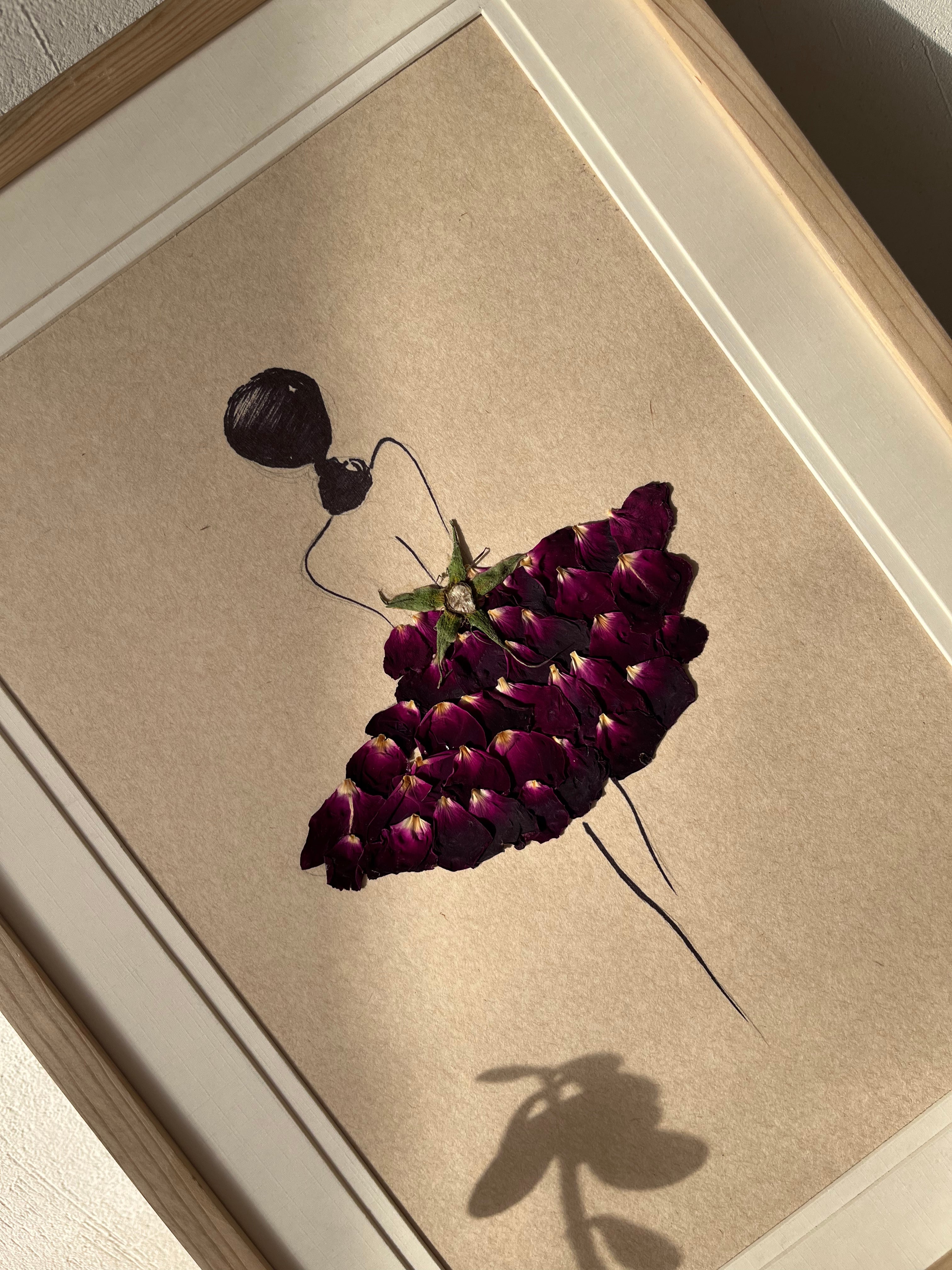 Dancing Girl Pressed Rose Petal Frame – Handmade Botanical Wall Art & Unique Gift