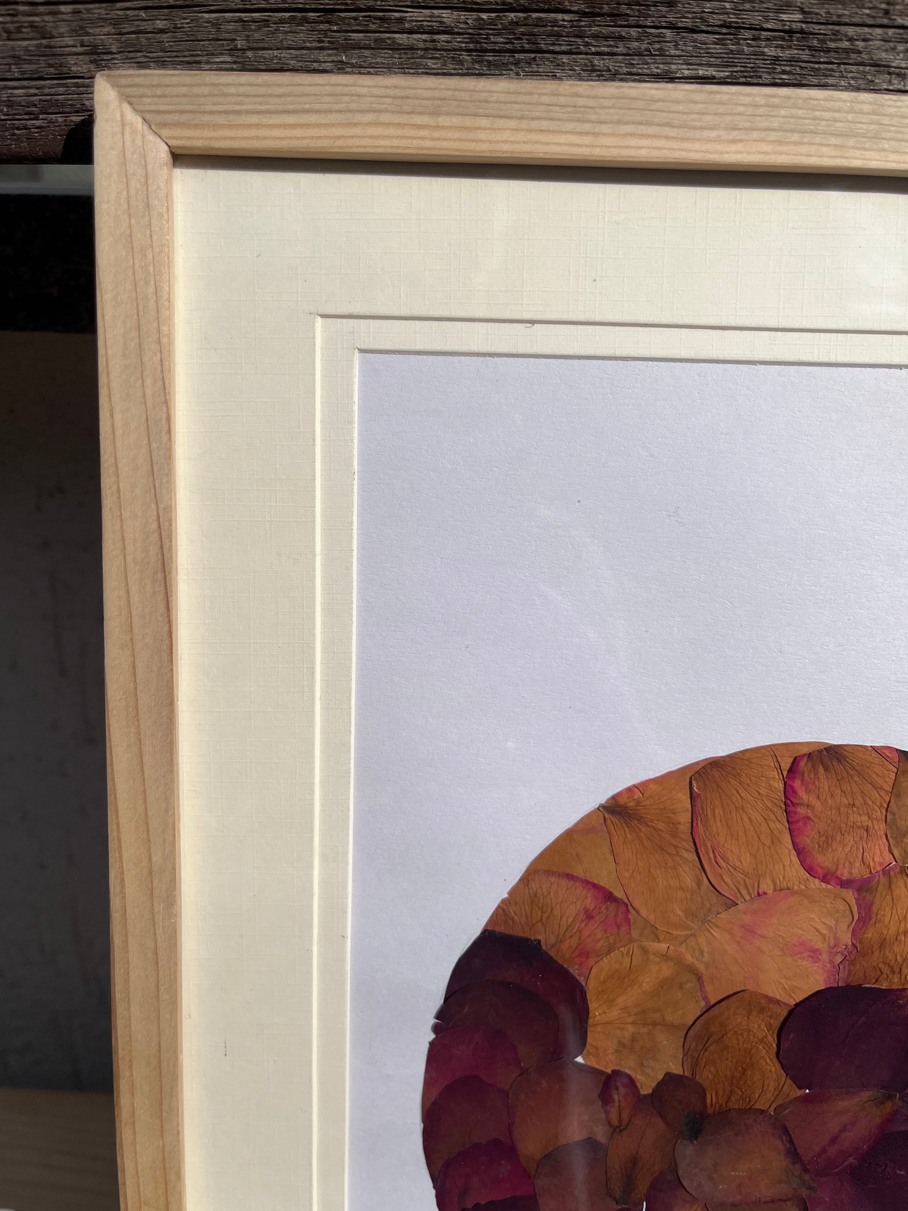 Rose Petal Pressed Flower Frame – Handmade Botanical Wall Décor for Living Room