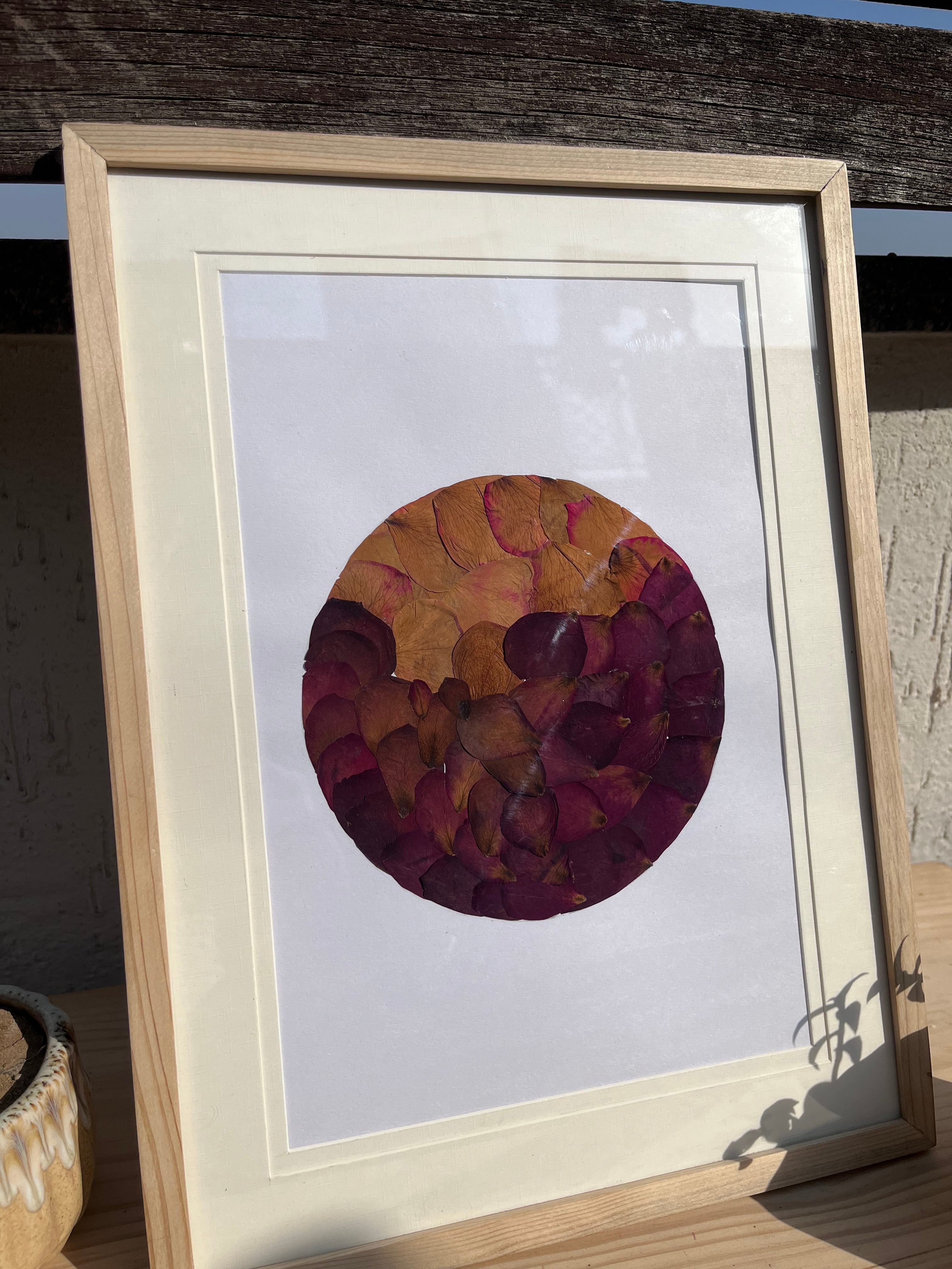 Rose Petal Pressed Flower Frame – Handmade Botanical Wall Décor for Living Room